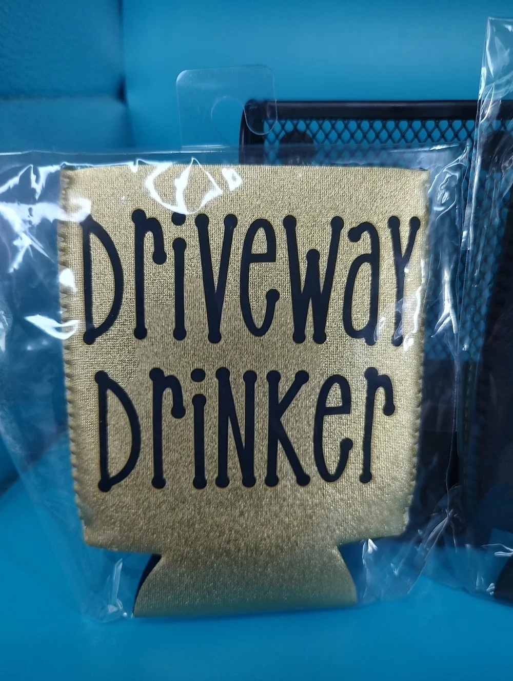 Two Driveway Drinker Can Coozies - Gold & Black